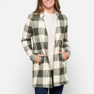 New Vero Moda Carson Knit Long Jacket Women's Large Brushed Fleece Gingham
